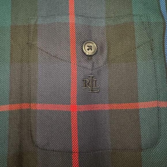 VTG LRL Lauren Ralph Lauren Shirt Womens Small Green Plaid Wool Full Zip - Picture 2 of 9